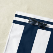 海航海のライフネイビー&ホワイトストライプいかり ビーチタオル (インサイチュ)