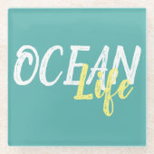 海航海のライフレタリング | ガラスコースター (正面)