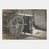 海航海のヴィンテージ海軍艦Sepia Costal Art ラッピングペーパーシート (正面3)