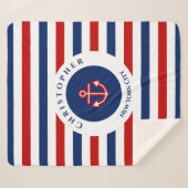 海航海の上海軍ブルーレッドホワイトストライプ シェルパブランケット (正面(横))