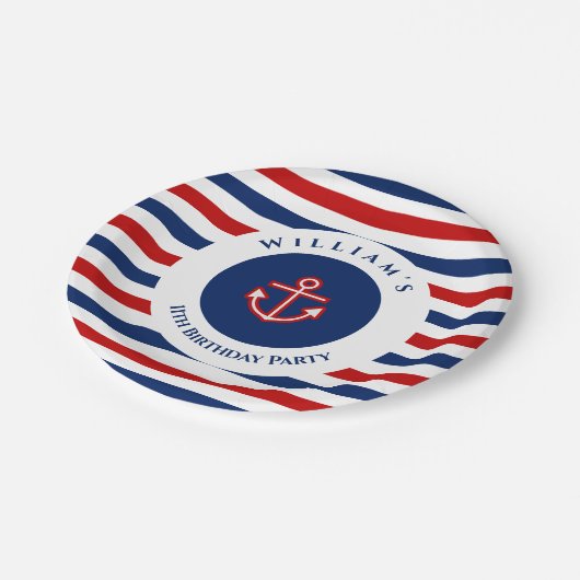 海航海の上海軍ブルーレッドホワイトストライプ ペーパープレート (アングル)
