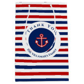 海航海の上海軍ブルーレッドホワイトストライプ ミディアムペーパーバッグ (正面)