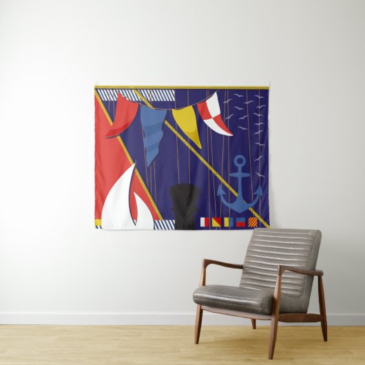 海航海の事旗ヨットの壁覆い タペストリー (インサイチュ(横))