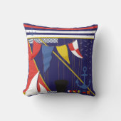 海航海の事旗ヨットブパターン（の模様が）あるルー クッション (正面)