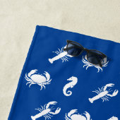 海航海の動物パターンロブスターカニの乗馬 ビーチタオル (インサイチュ)