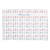 海航海の動物用ボートと灯台 枕カバー (正面)