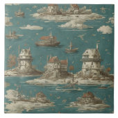 海航海の景の油彩画No11 タイル (正面)