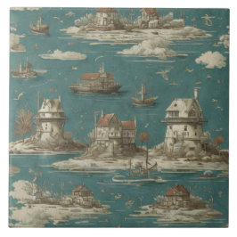 海航海の景の油彩画No11 タイル