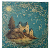 海航海の景の油彩画No12 タイル (正面)