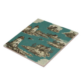 海航海の景の油彩画No13 タイル