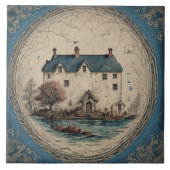 海航海の景の油彩画No14 タイル (正面)