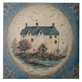 海航海の景の油彩画No14 タイル