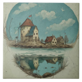 海航海の景の油彩画No16 タイル