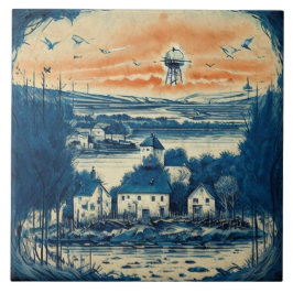 海航海の景の油彩画No1 タイル