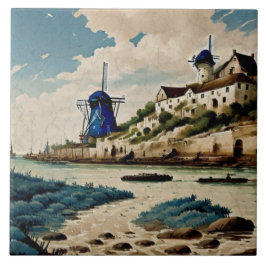 海航海の景の油絵No3 タイル