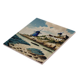 海航海の景の油絵No3 タイル