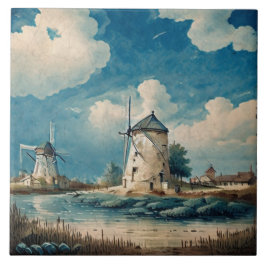 海航海の景の油絵No4 タイル