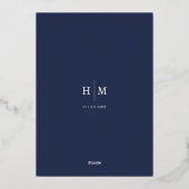 海航海の暗黒海軍ブルー金ゴールドホイル結婚ズ 箔招待状 (裏面)