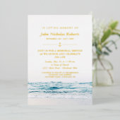 海航海の波追悼式金ゴールド 箔招待状 (立ち正面)