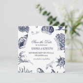 海航海の洋クラシックネイビー・ブルー「Save the Date」 招待状 (スタンド正面)