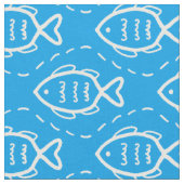 海航海の海テーマ魚波線パターン ファブリック (クローズアップ)