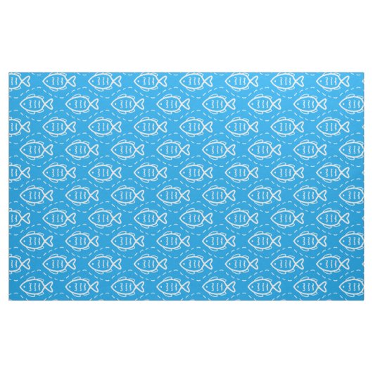 海航海の海テーマ魚波線パターン ファブリック (ファットクウォーター)