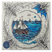 海航海の生伝統的陶器第3条 タイル (正面)