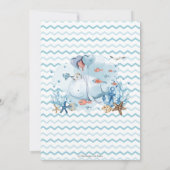 海航海の青の男の子の赤ちゃんのシャワーの下で鯨 サンキューカード (裏面)