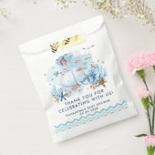 海航海の青の男の子の赤ちゃんのシャワーの下で鯨 フェイバーバッグ (封をした状態)