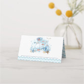 海航海の青の男の子の赤ちゃんのシャワーの下で鯨 プレイスカード (裏面)