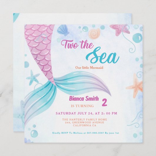 海航海の2歳の誕生日パーティー 招待状 (正面/裏面)