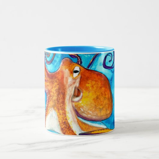 海芸下のタコ水彩 ツートーンマグカップ (中央)