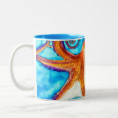 海芸下のタコ水彩 ツートーンマグカップ (左)