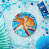 海芸下のタコ水彩 ペーパープレート (パーティー)