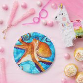 海芸下のタコ水彩 ペーパープレート (パーティー)