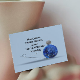 海芸術的の下の人魚パーティー1歳の誕生日 招待状