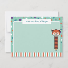 海苔のような緑のレッドパンダ あなたの名前から ノートカード