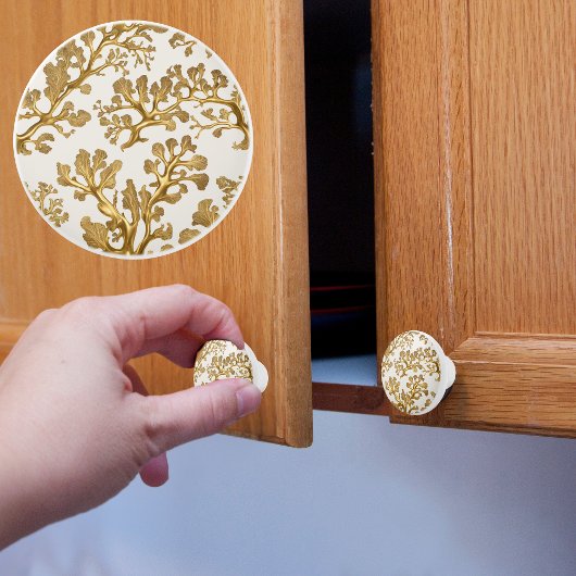 海苔の付いた薄い砂の金ゴールド セラミックノブ