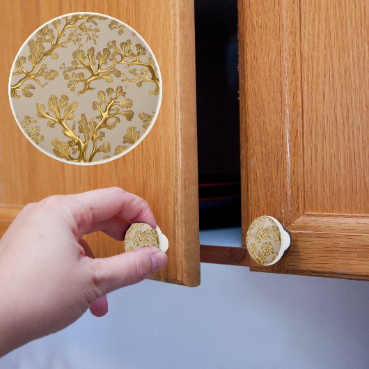 海苔の濃い砂の金ゴールド セラミックノブ