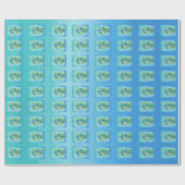 海苔の青い緑のフレームに海龍の生き物 ラッピングペーパー (フラット)