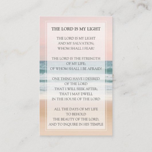 海葬祈りの言葉カード 思い出を愛する| 名刺 (裏面)