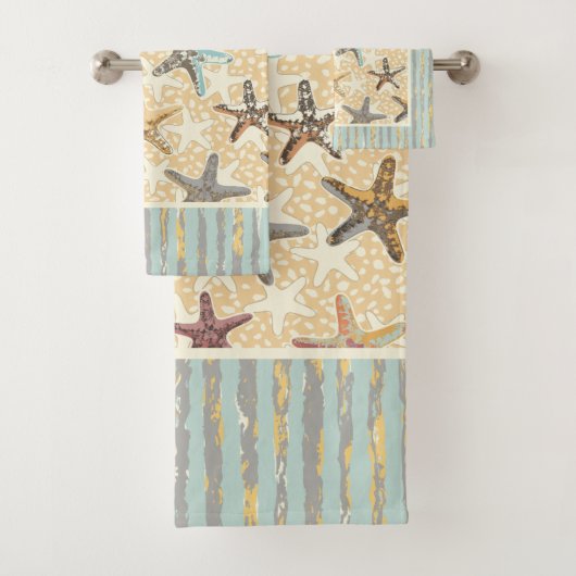 海藻で砂に魚をストライプす バスタオルセット (インサイチュ)
