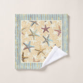 海藻で砂に魚をストライプす バスタオルセット (ウォッシュタオル)