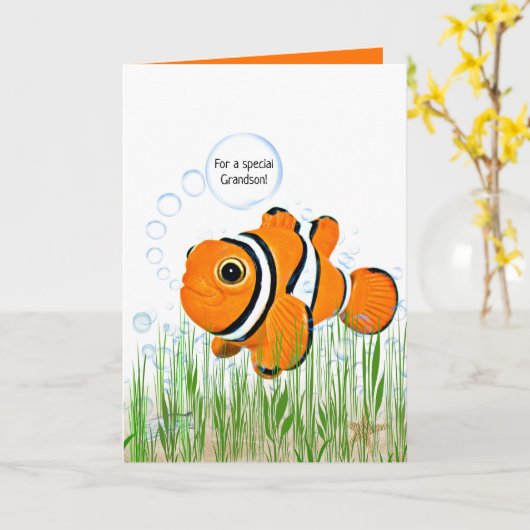 海藻にピエロの魚の孫 カード (黄色い花)