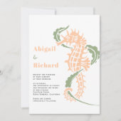海藻のセージ結婚を添えた桃 招待状 (正面)