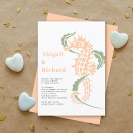 海藻のセージ結婚を添えた桃 招待状