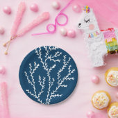 海藻エレガント模様 – 海をテーマにした – ティール（緑がかった色）青 ペーパープレート (パーティー)