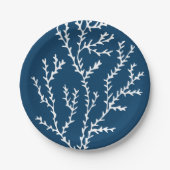 海藻エレガント模様 – 海をテーマにした – ティール（緑がかった色）青 ペーパープレート (正面)