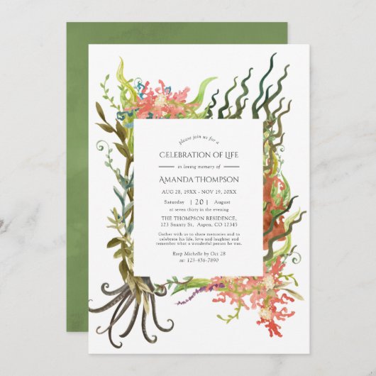 海藻航海のお祝い 招待状 (正面/裏面)