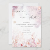 海藻 | Seashell日付を保存 招待状 (正面)